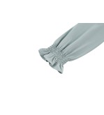 Bessie Crepe Crinkle Ruffled Stand Collar Blouse with Tie details