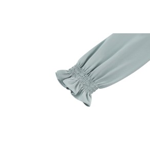 Bessie Crepe Crinkle Ruffled Stand Collar Blouse with Tie details