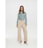 Bessie Crepe Crinkle Ruffled Stand Collar Blouse with Tie details