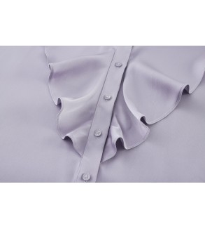 Bessie Soft Touch Satin Stand Collar Ruffled Front Blouse