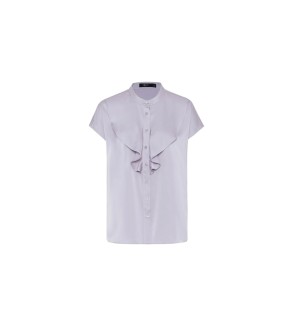 Bessie Soft Touch Satin Stand Collar Ruffled Front Blouse